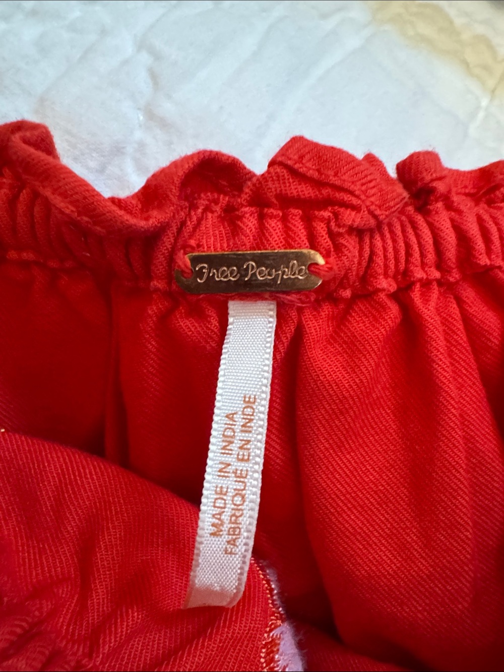 Free People Bright Red Smocked Top with Embroidery - Picture 4 of 6